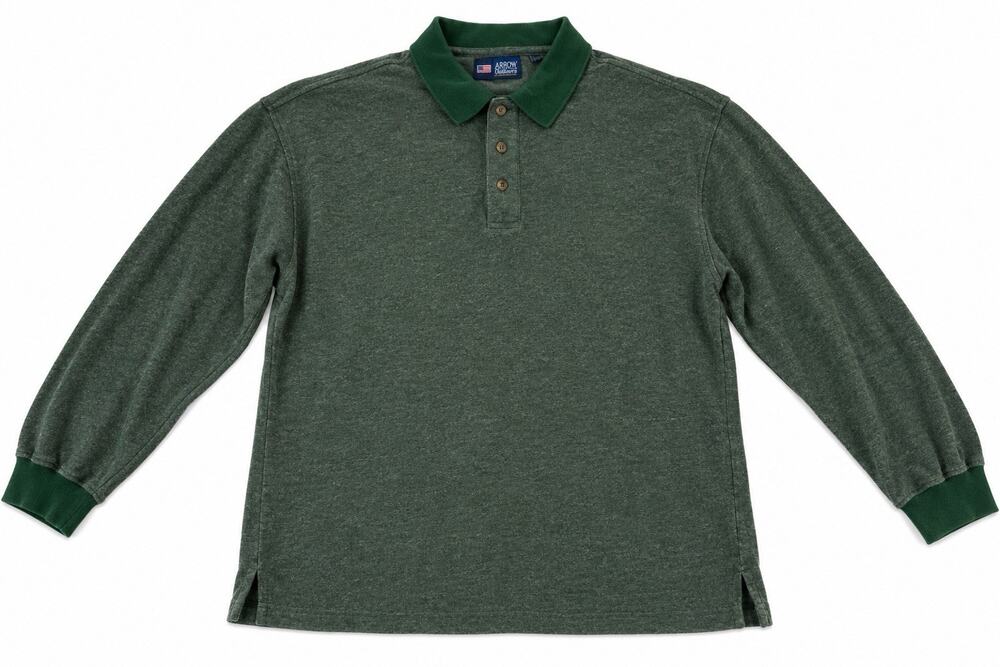 Arrow America’s Sport Men’s Large Green Long Sleeve Polo Shirt Vintage
